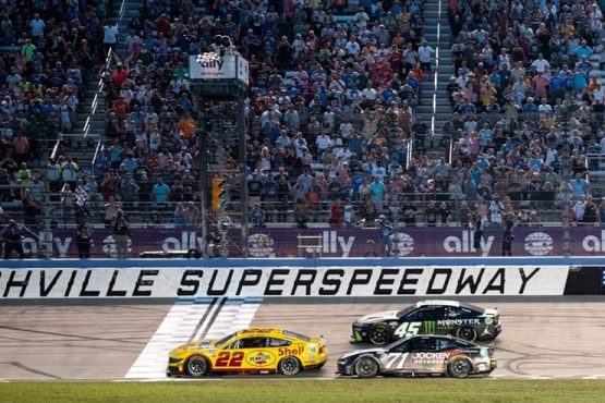 joey logano crosses finish line at nashville (1)