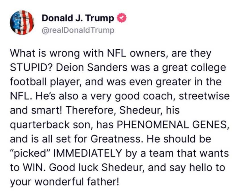 Donald Trump on Truth Social.