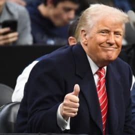 President Donald Trump during the Division I Men's Wrestling Championship.