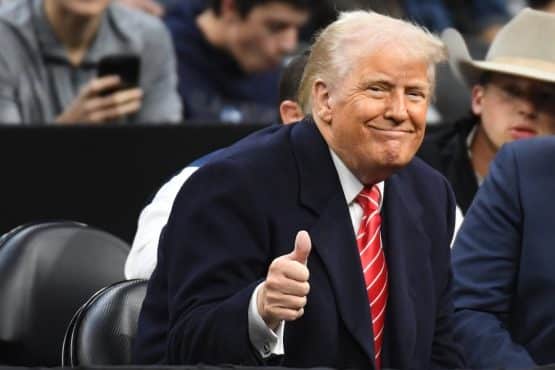 President Donald Trump during the Division I Men's Wrestling Championship.