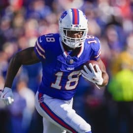 Buffalo Bills wide receiver Amari Cooper runs the ball.