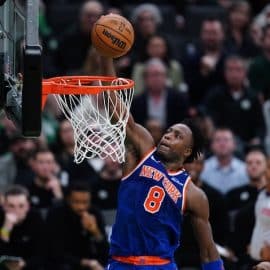 OG Anunoby dunks the ball.