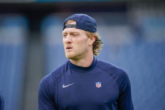 Tennessee Titans Will Levis walks on the field.