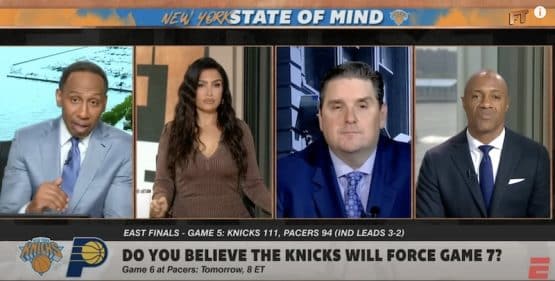 Four people speak on ESPN's First Take.