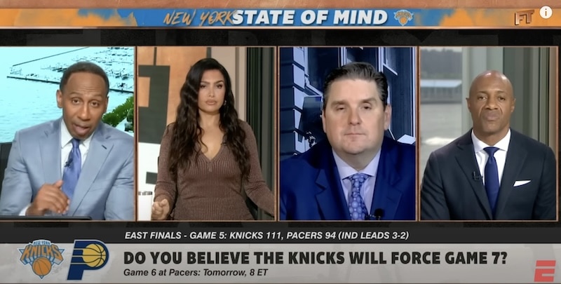 Four people speak on ESPN's First Take.