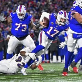 Josh Allen runs the ball.