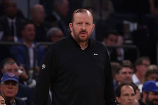 Tom Thibodeau stands on the sideline.